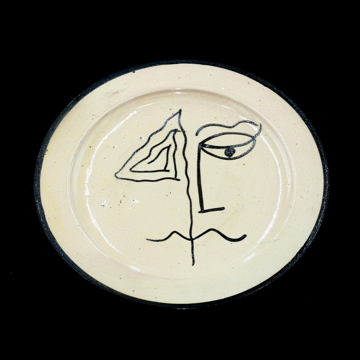 Assiette en Céramique Terre Cuite Blanche – Visage