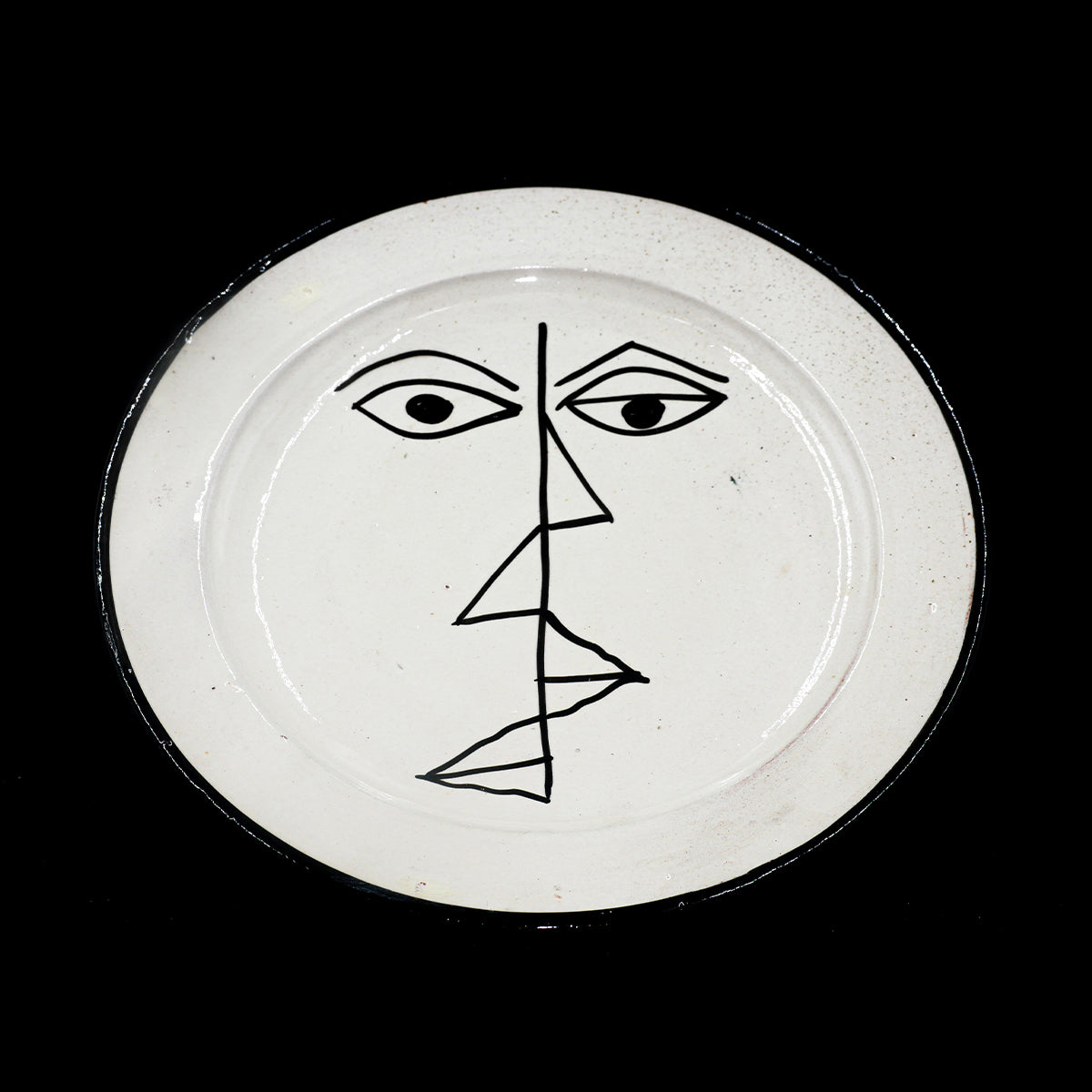 Assiette en Céramique Terre Cuite Blanche – Visage
