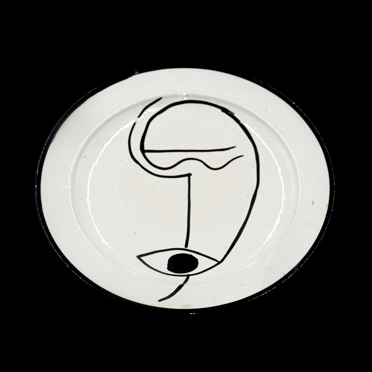 Assiette en Céramique Terre Cuite Blanche – Visage