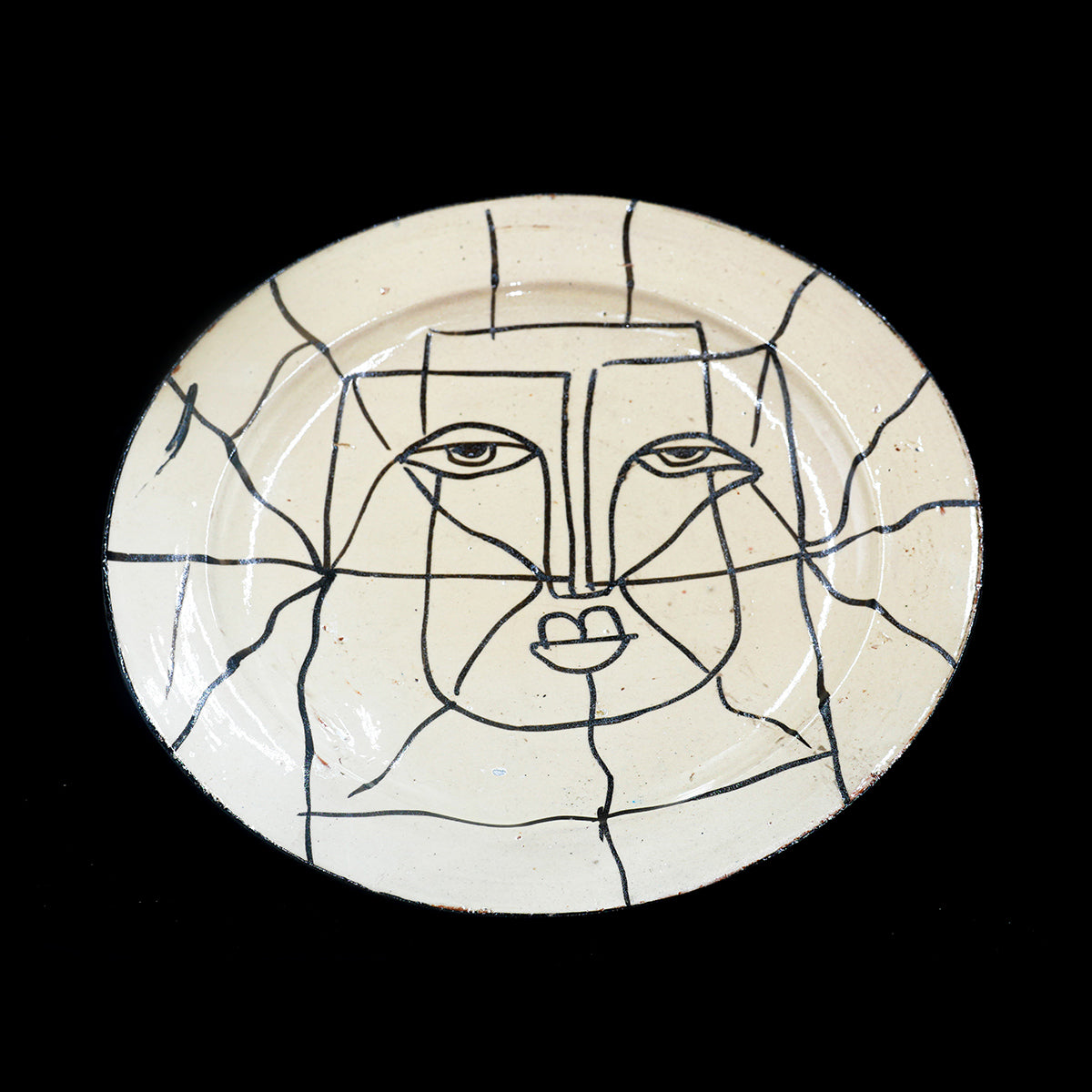 Assiette en Céramique Terre Cuite Blanche – Visage