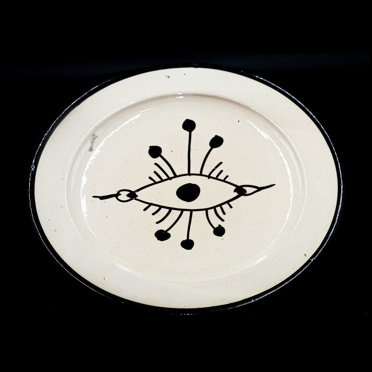 Assiette en Céramique Terre Cuite Blanche – Design Œil Sacré
