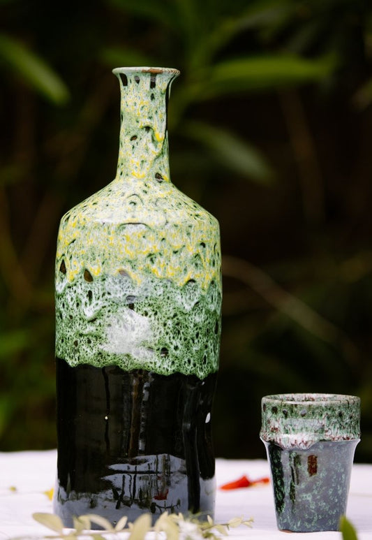 Bouteille céramique Vert et noir