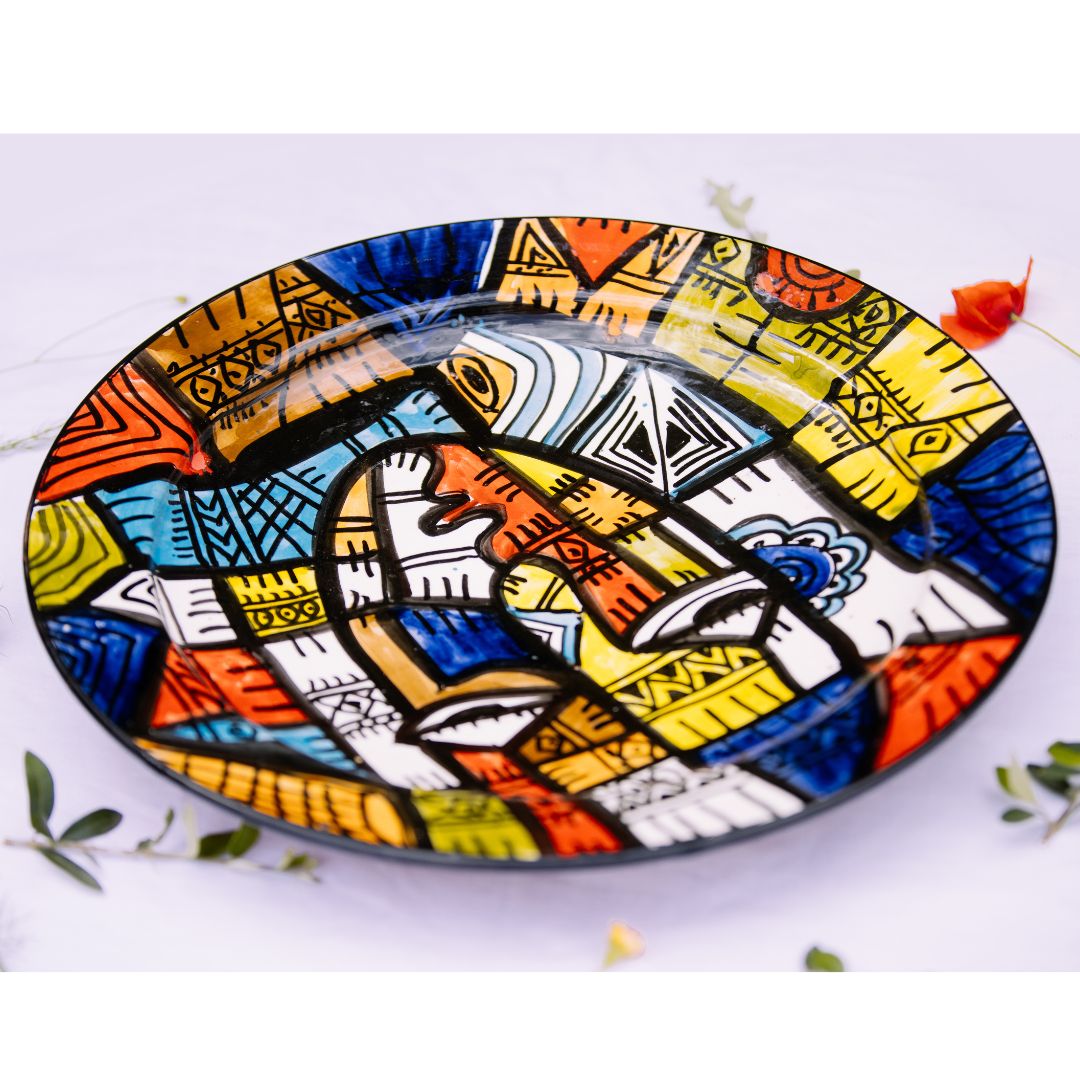 Assiette de Présentation en Céramique Terre Cuite 40 cm – Colorée