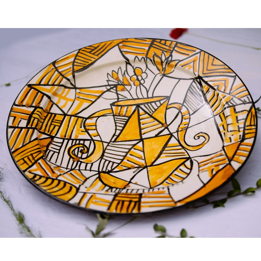 Assiette de Présentation en Céramique Terre Cuite 40 cm – Colorée