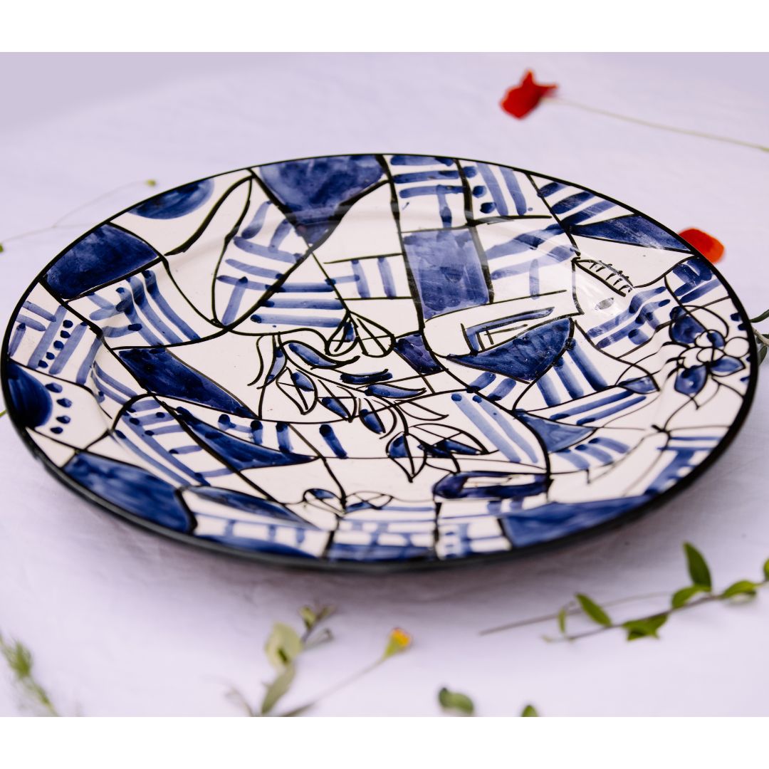 Assiette de Présentation en Céramique Terre Cuite 40 cm – Colorée