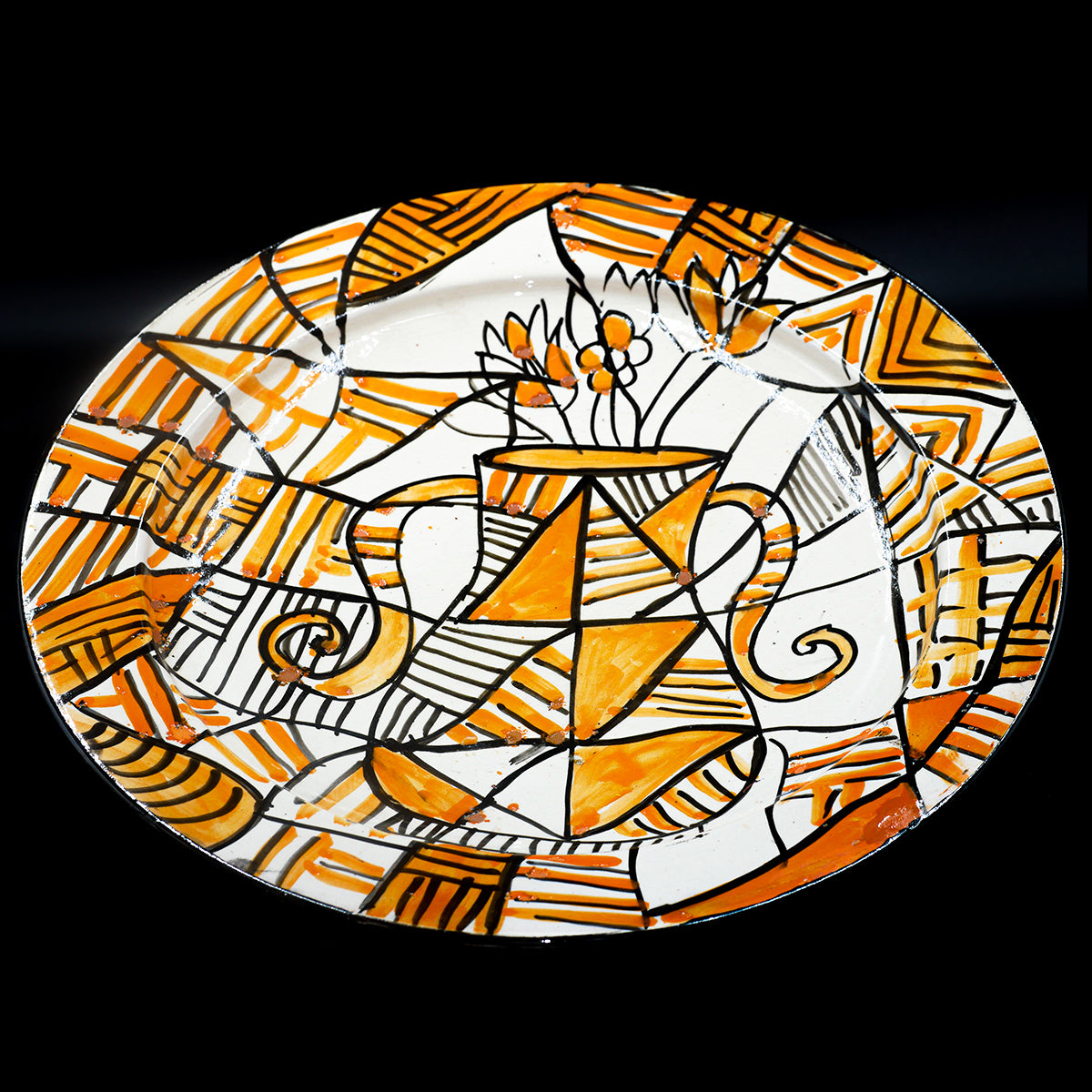 Assiette de Présentation en Céramique Terre Cuite 40 cm – Colorée