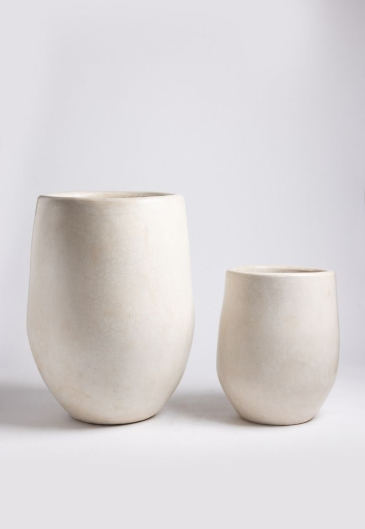 Pot en céramique blanc extérieur