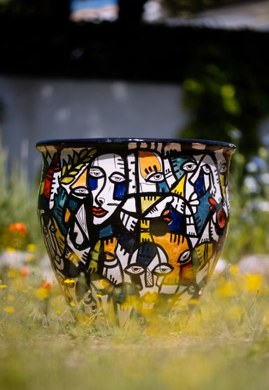 Pot en céramique visage façon Picasso