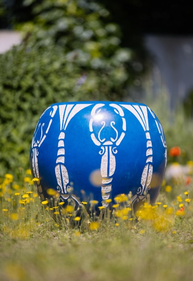 Pot en terre cuite bleu style écrevisse 40cm