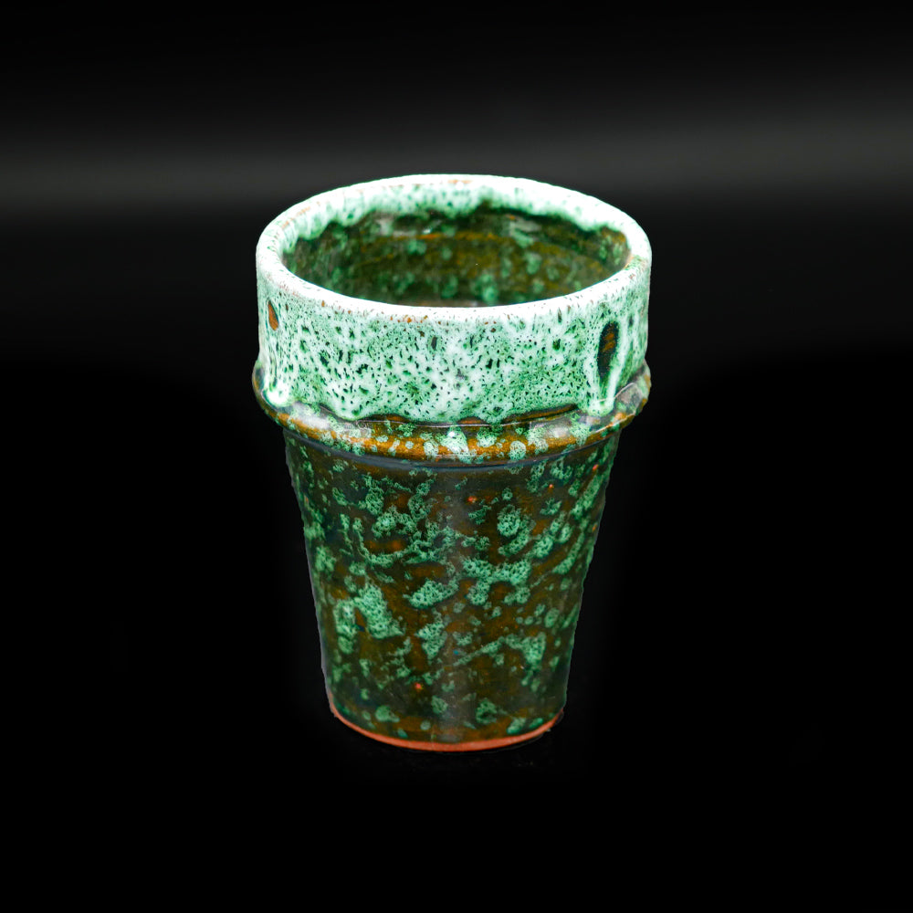 Tasse gobelet en céramique – Façon Vallauris, vert & bleu clair