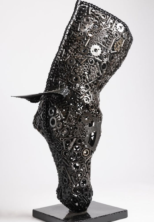 Statue Tête de Cheval en Métal – 1m, 25 kg (Upcycling)
