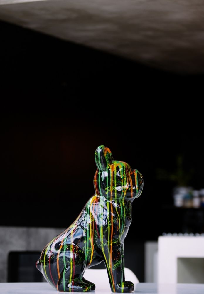 Statue Bouledogue Français Pop Art – 55 cm en Céramique