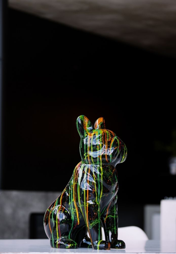 Statue chien Bouledogue Français Pop Art – 55 cm en Céramique