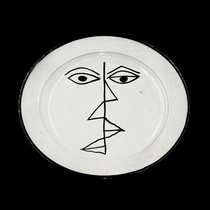 Assiette en Céramique Terre Cuite Blanche – Visage