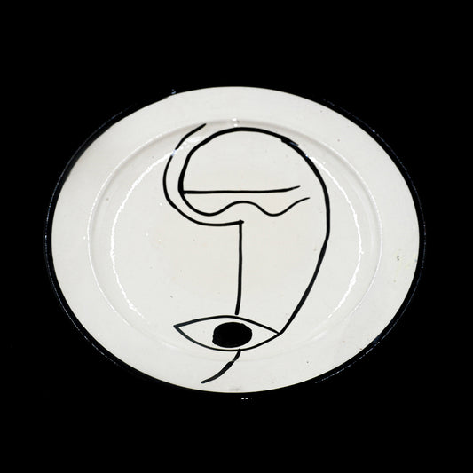 Assiette en Céramique Terre Cuite Blanche – Visage