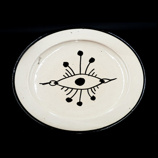 Assiette en Céramique Terre Cuite Blanche – Design Œil Sacré