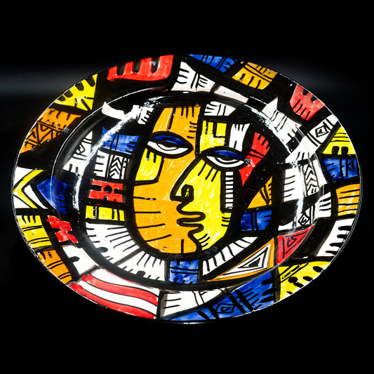 Assiette de Présentation en Céramique Terre Cuite 40 cm – Colorée