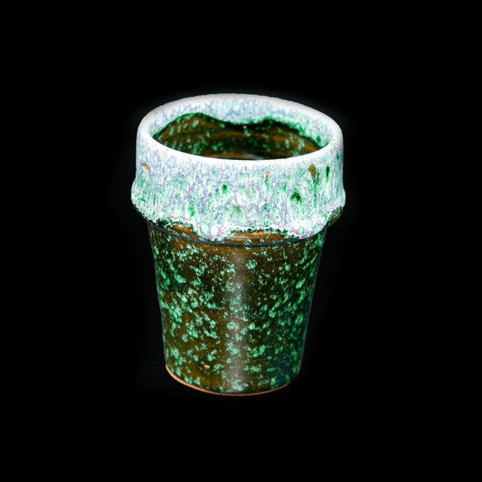 Tasse gobelet en céramique – Façon Vallauris, vert & bleu clair