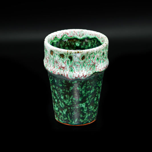Tasse gobelet en céramique – Façon Vallauris, vert &amp; bleu clair