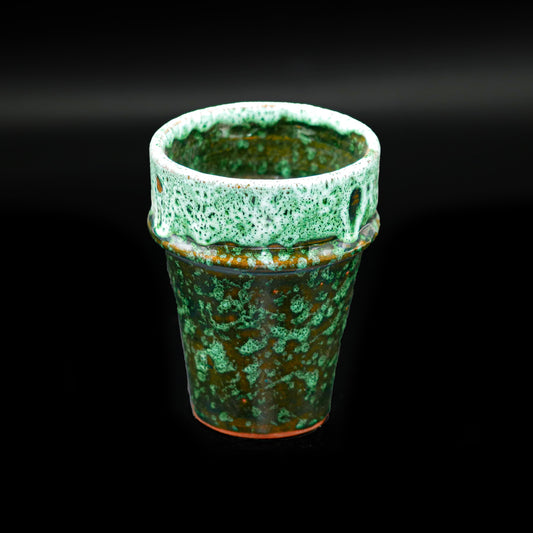 Tasse gobelet en céramique – Façon Vallauris, vert &amp; bleu clair